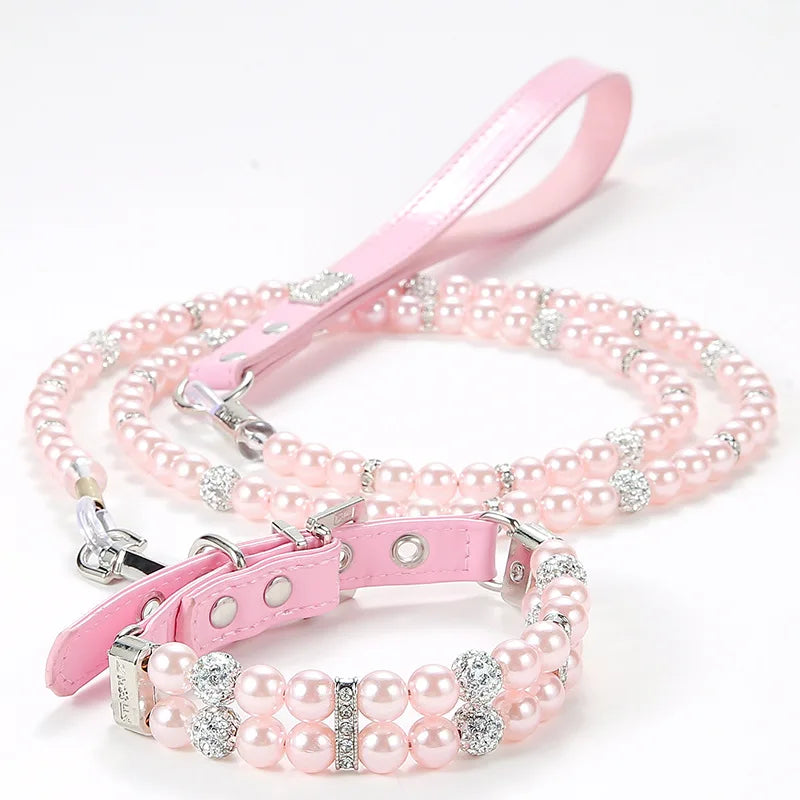 Pearl Cat Necklace Pet Collar Leash Jewelry For Small Dogs