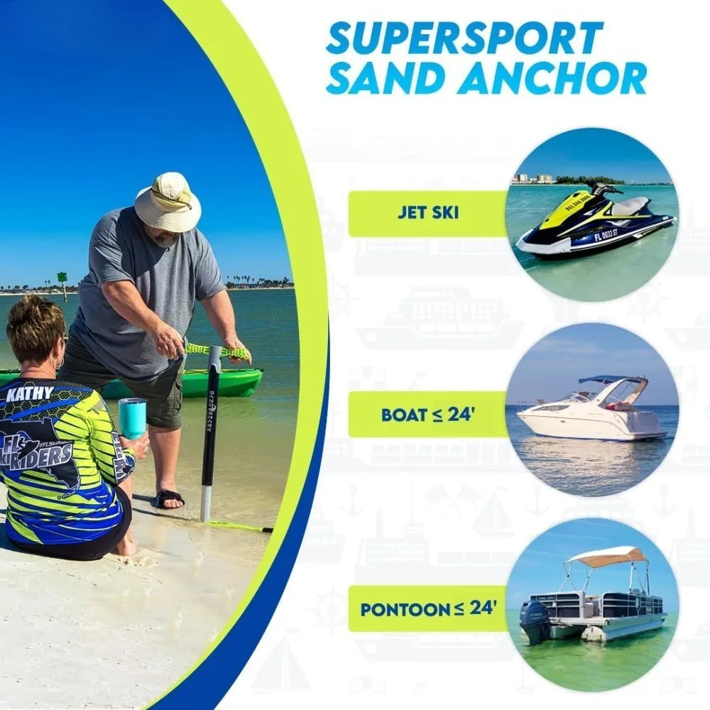 Shallow Water Anchor For Jet Ski PWC Pontoon Boats Adjusts 29 To 48 Inches With Carry Case