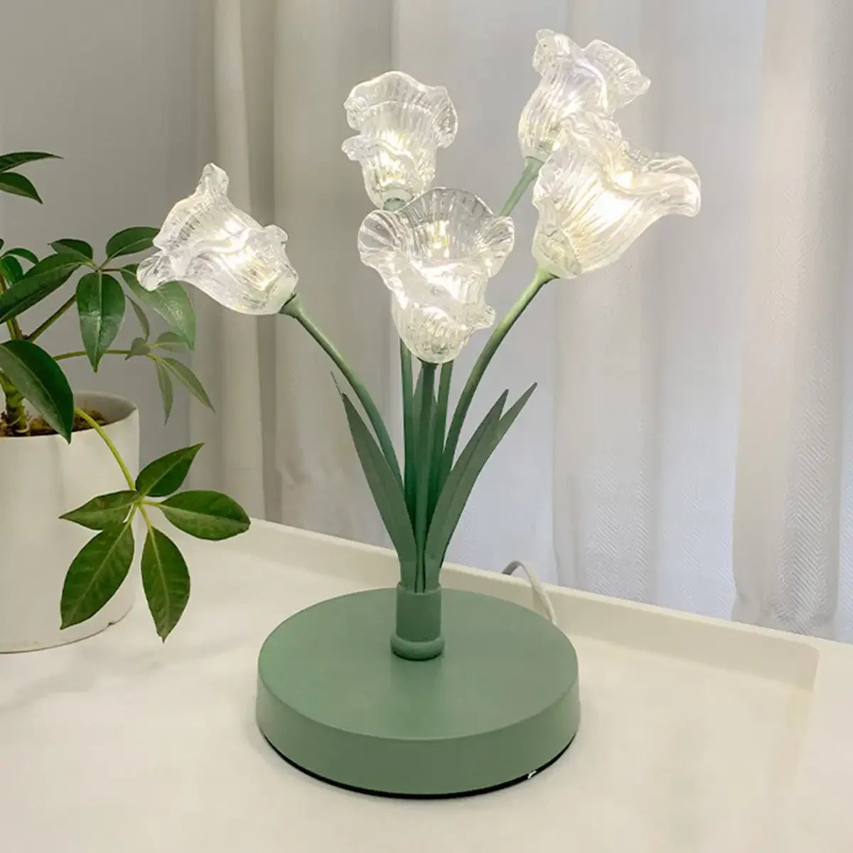 Bell Orchid Glass Table Lamp Led Night Light Decorative
