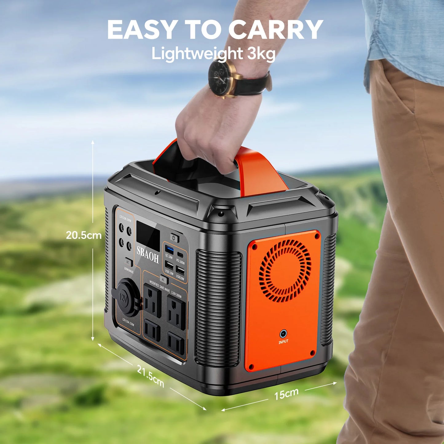 300W Portable Power Station 296Wh 80000mAh Camping Solar Generator Emergency Lithium Battery For Outages Black With Solar Panel