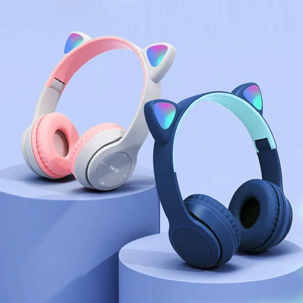 Wireless Cat Ear Headphones Bluetooth Glow Light For Kids