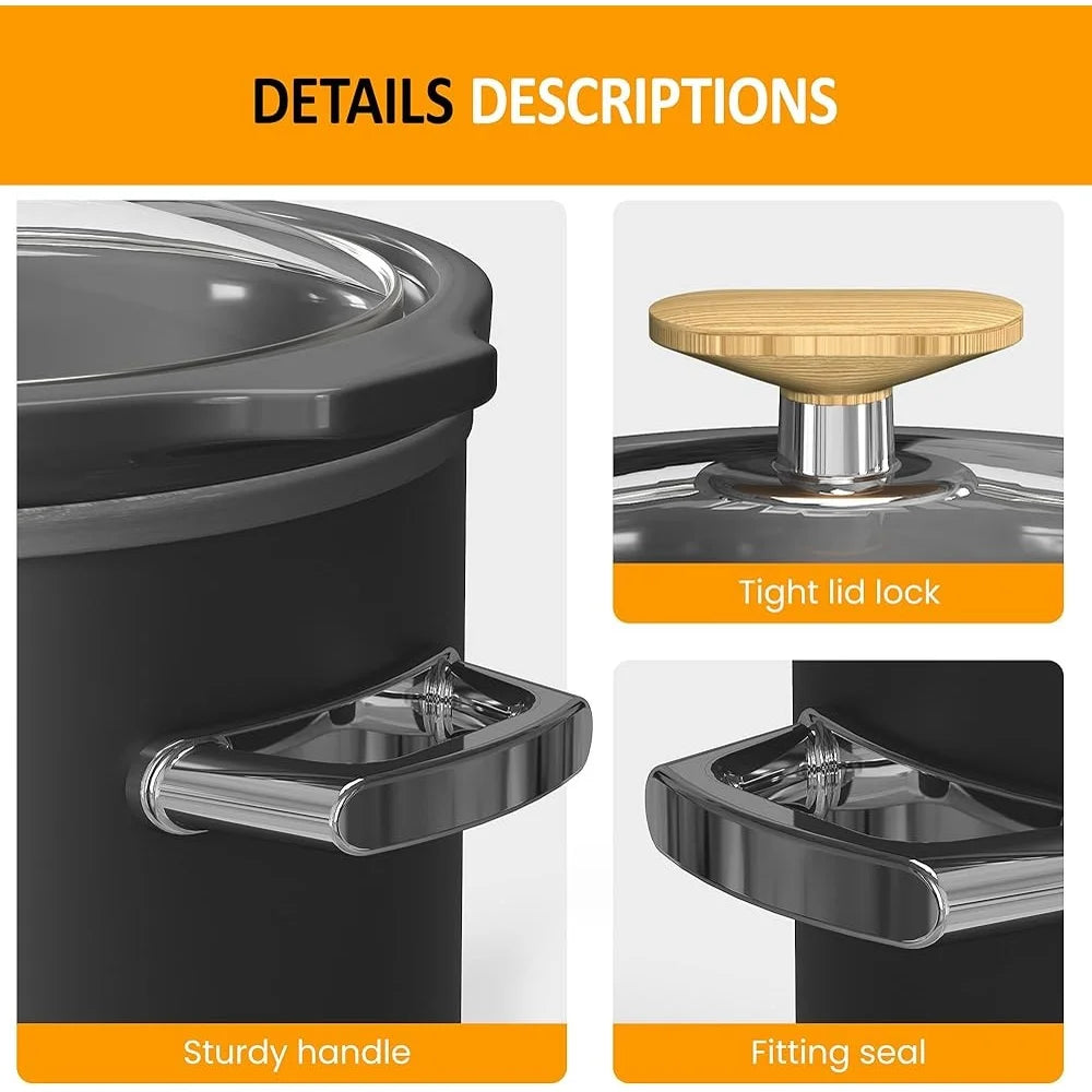 Small Slow Cooker Removable Ceramic Pot 2 Quart Compact