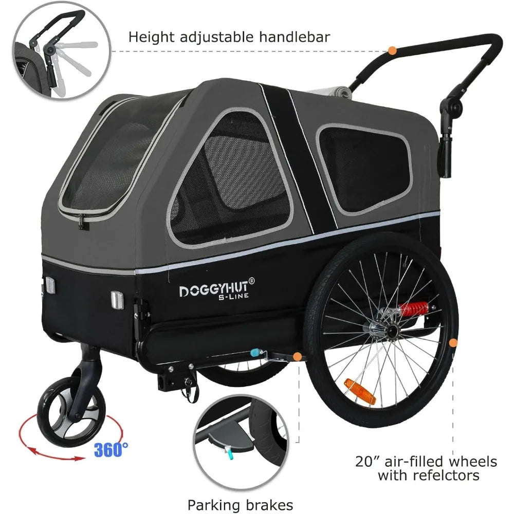 Doggyhut S Line XL Pet Bike Trailer Stroller for Big Dogs