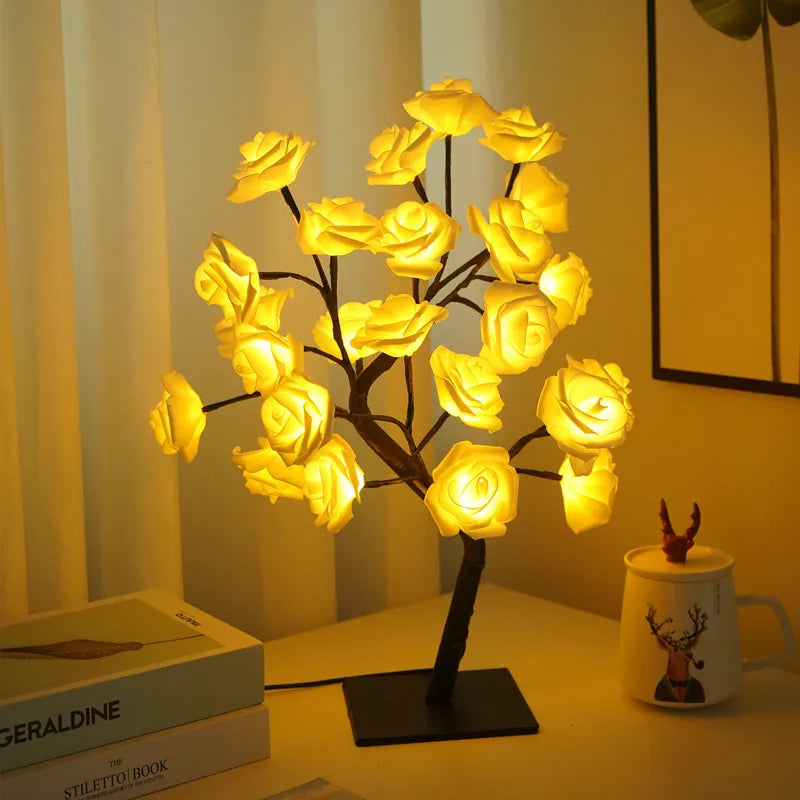 LED Rose Tree Lights 24 LEDs USB Operated Table Lamp