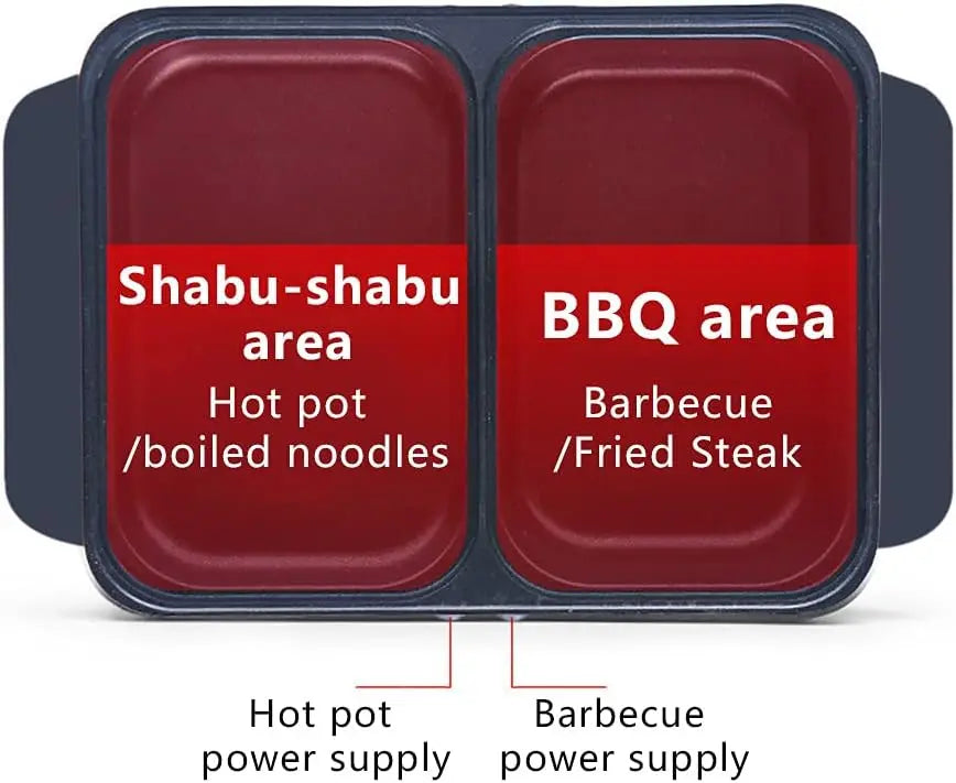Electric Hot Pot Grill 2 In 1 Nonstick Shabu Shabu Pot