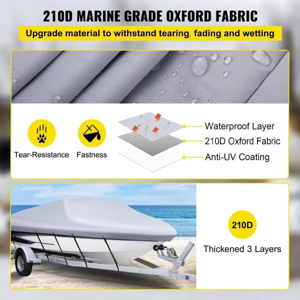 Waterproof Boat Cover 20 To 22 Ft V Hull Trailerable 210D
