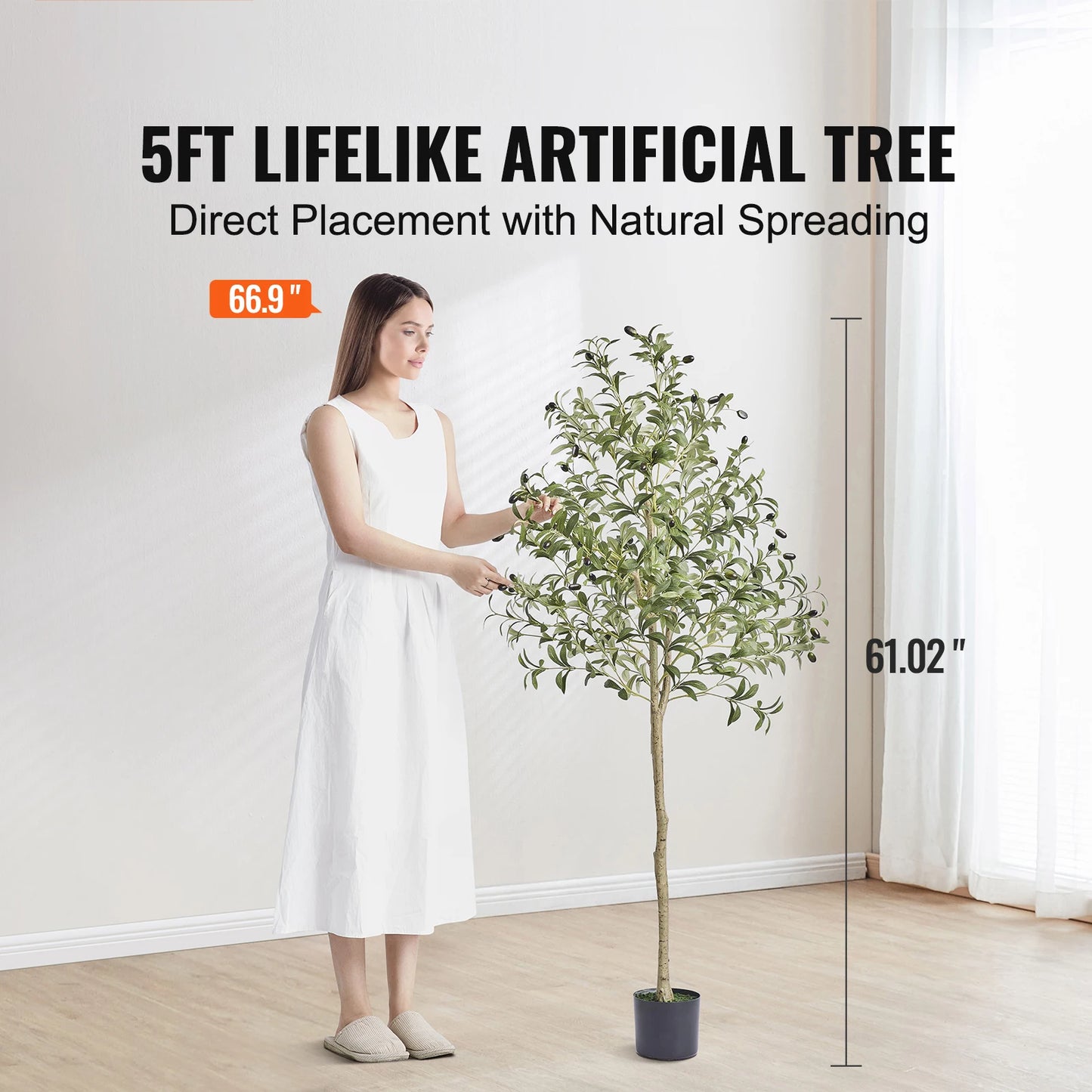 SucceBuy Artificial Olive Tree Tall Faux Plant Easy Care