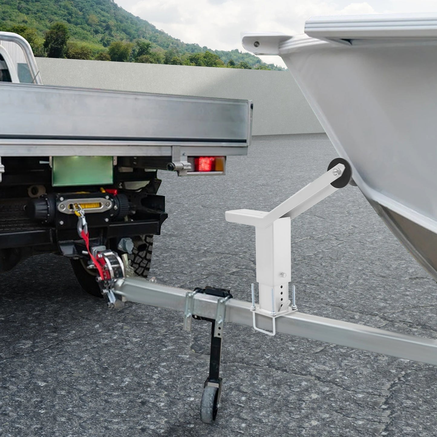 Adjustable Boat Winch Stand For Trailer With Roller Helper