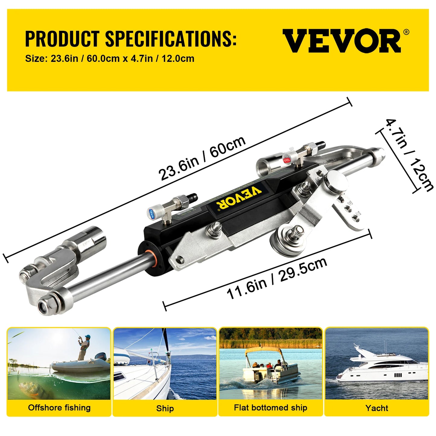 Vevor 300HP Outboard Hydraulic Steering Kit With Cylinder