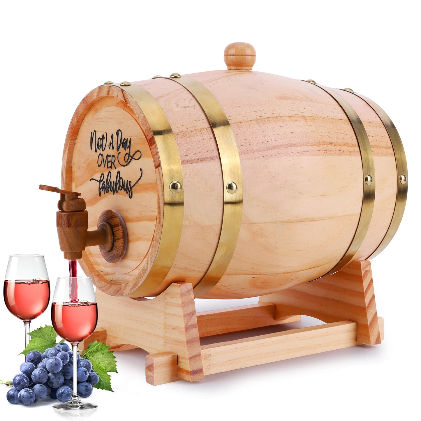 3L Engraved Oak Aged Whiskey Barrel With Stand Bung Spigot