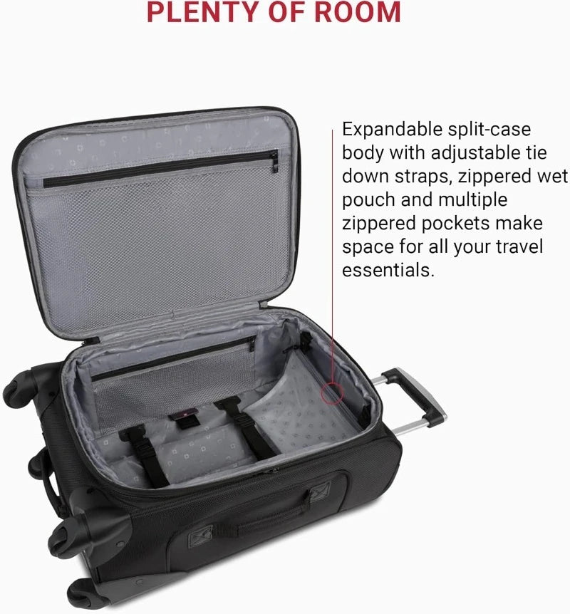 Softside Expandable Carry On Luggage 21 Inch Black Durable