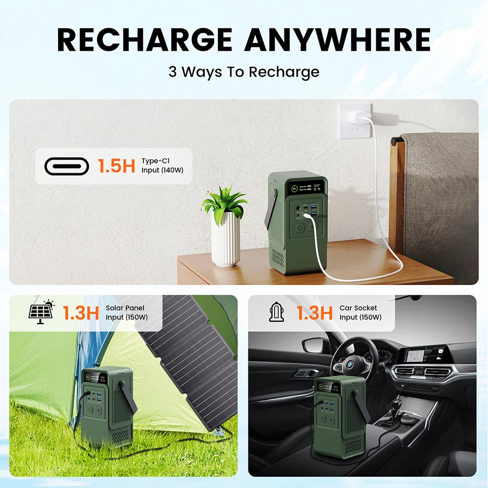 Ctolity AP200L 200W Power Bank 192Wh Lifepo4 Battery 60000mAh Solar Generator Portable Power Station for Camping with LED Light