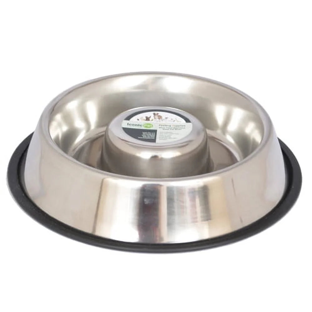 Slow Feed Stainless Steel Pet Bowl Non Skid Dishwasher Safe
