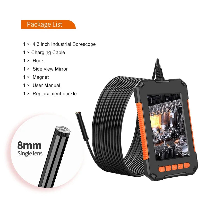4.3 Inch IPS Endoscope Camera 1080P IP67 Borescope Kit