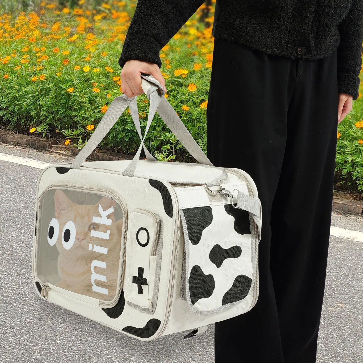 Portable Trolley Pet Carriers for Cats 22 Lbs Dogs 16 Lbs