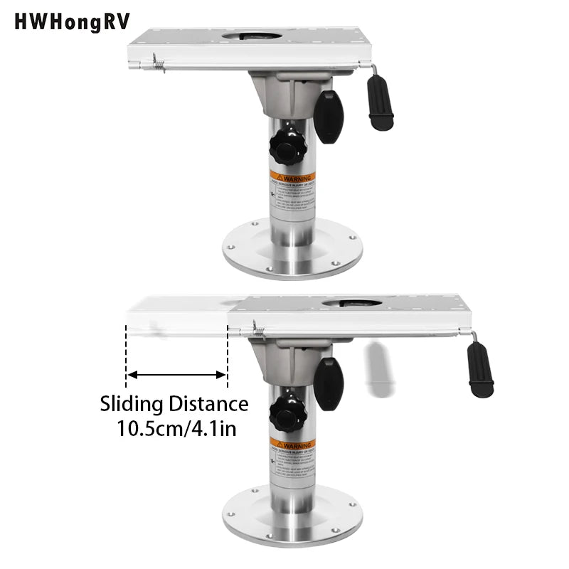 Aluminum Adjustable Height Boat Seat Pedestal With Slide