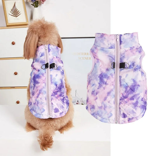 Winter Pet Vest Warm Padded Camouflage Leopard Leash Hole