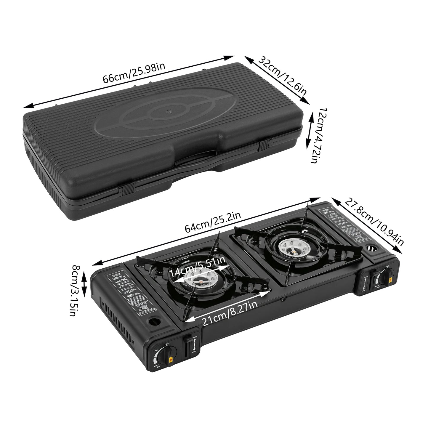 Portable Propane Gas Stove Compact Outdoor Camping Cooker with Safety Lock and Carrying Case