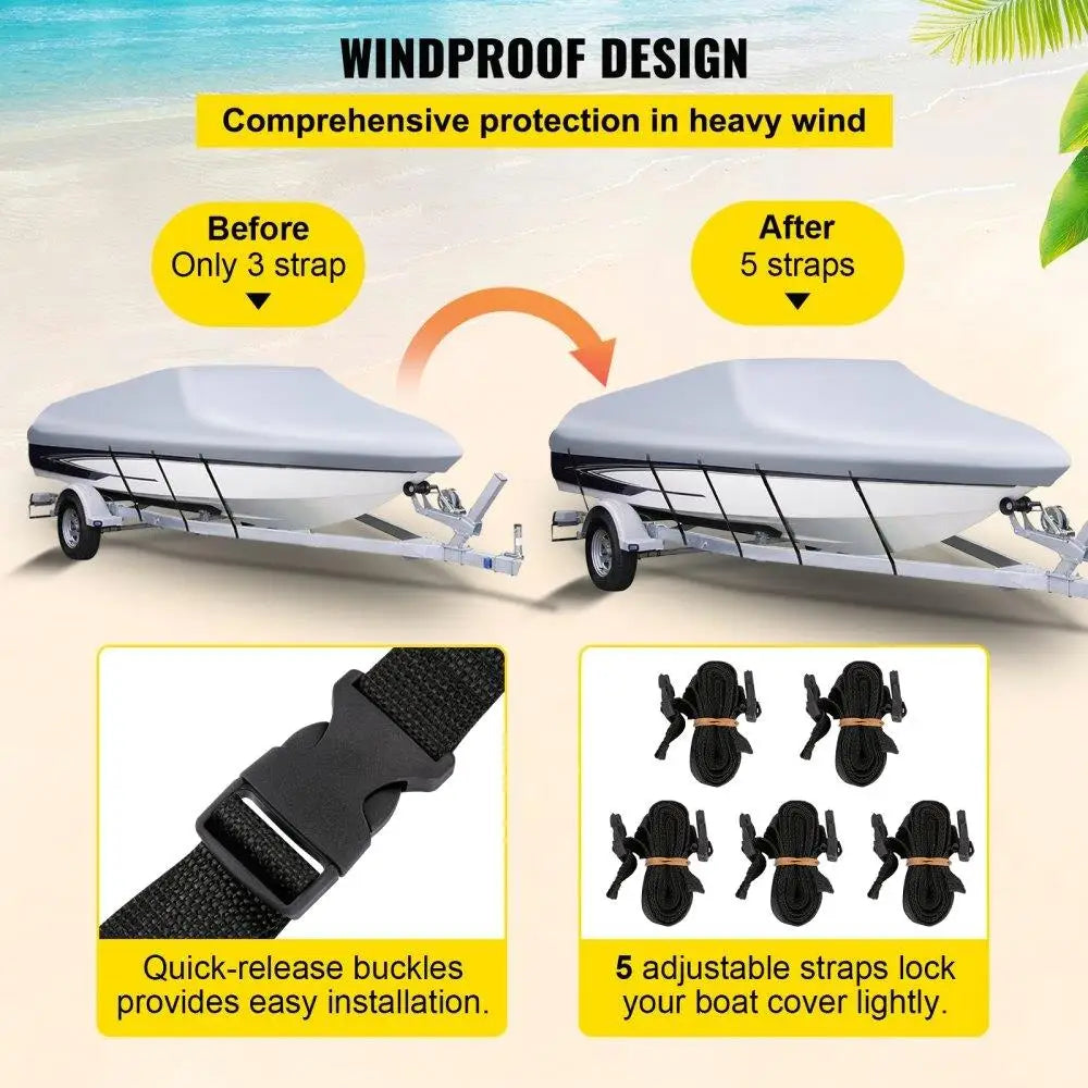 Waterproof Boat Cover 20 To 22 Ft V Hull Trailerable 210D