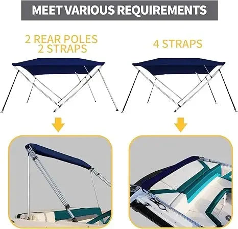 Seamander Bimini Top Navy Blue 3 Bow 6ft With Hardware