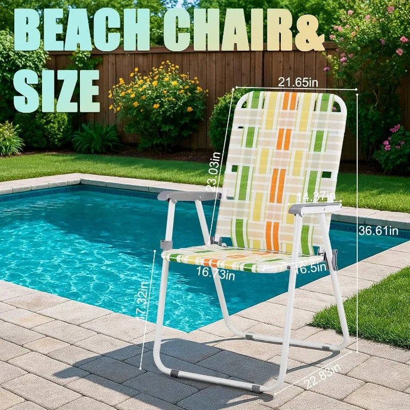 Webbed Lawn Chairs Set of 2 Foldable Metal Patio Chairs