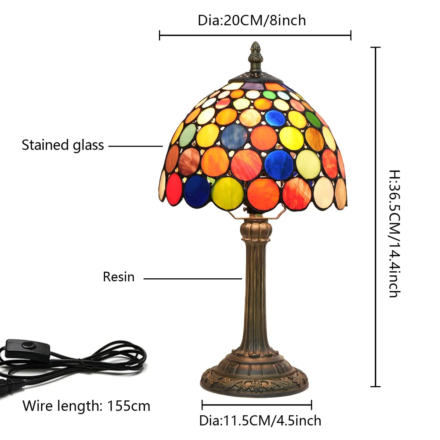 Eight Inch Tiffany Dragonfly Desk Lamp Stained Glass Bedside