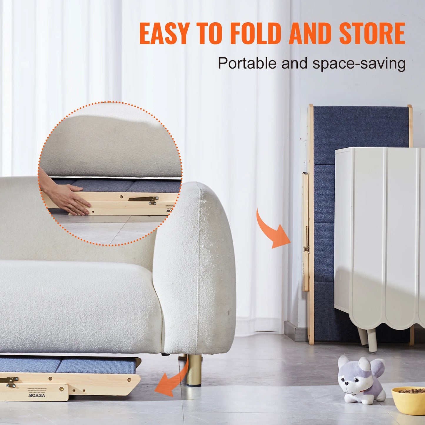 SucceBuy Wooden Pet Steps And Ramp 2 In 1 Foldable