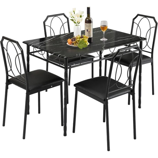 5 Piece Dining Table Set For 4 Dinette With Chairs Easy