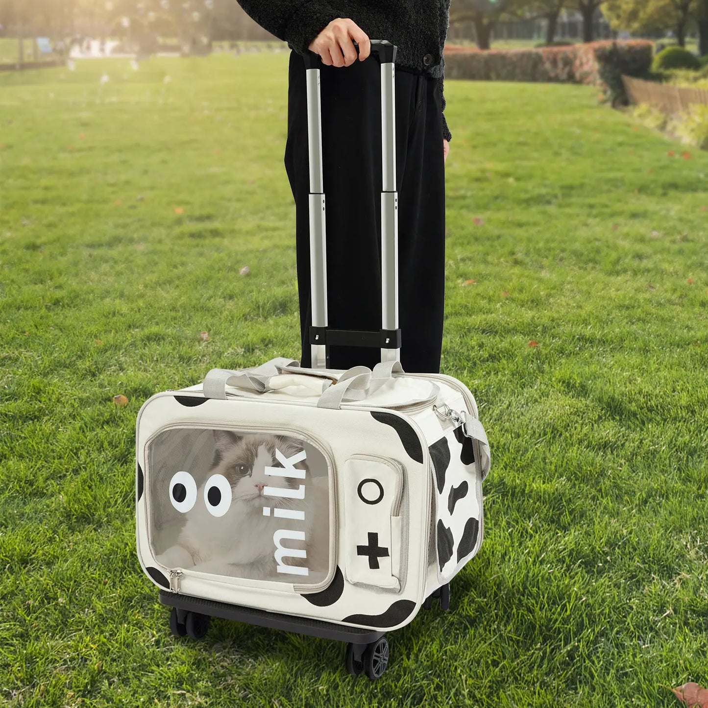 Portable Trolley Pet Carriers for Cats 22 Lbs Dogs 16 Lbs