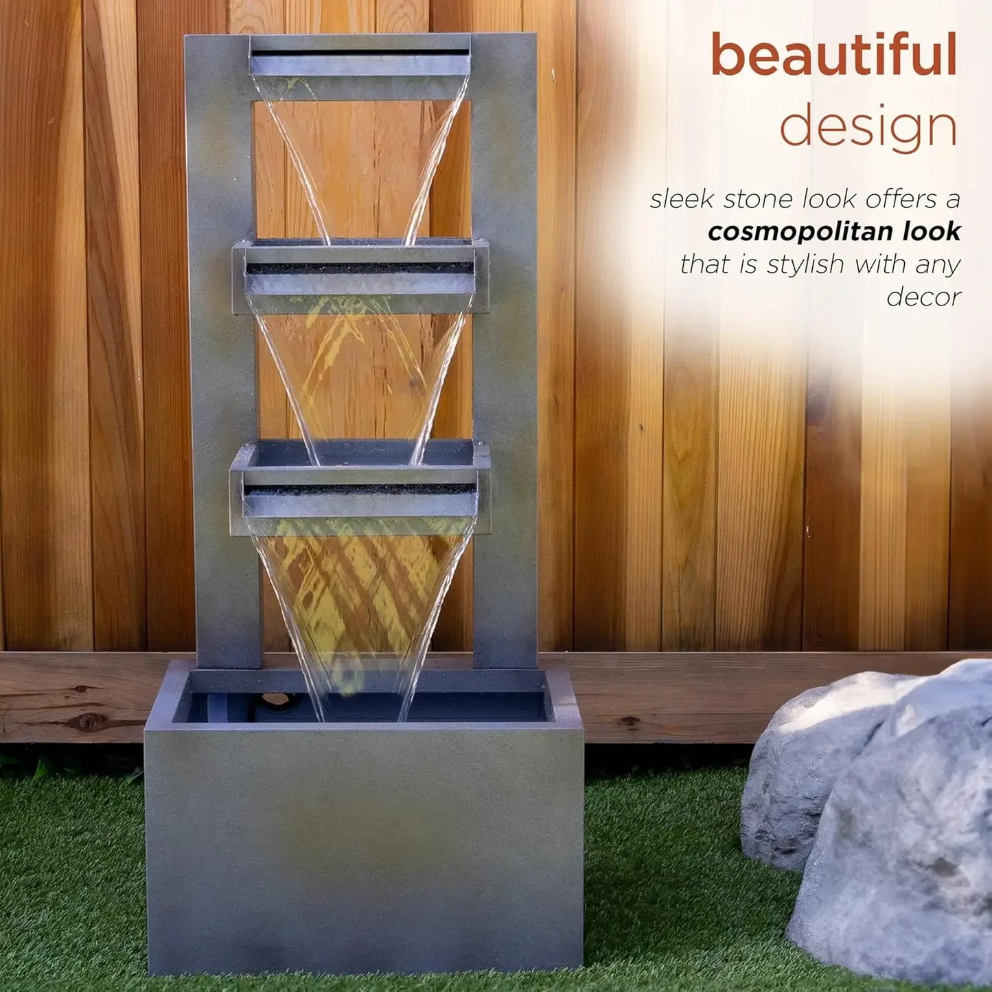 CPS182 43 Inch Multi Tier Waterfall Fountain Garden Patio