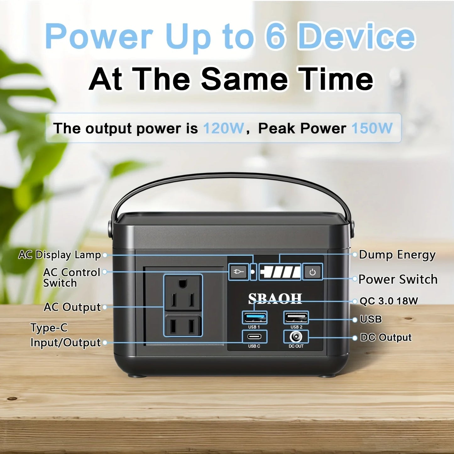 Portable Power Station P86 88.8Wh LiFePO4 Battery 120W AC Output 150W Peak Solar Generator For Travel And Camping CPAP