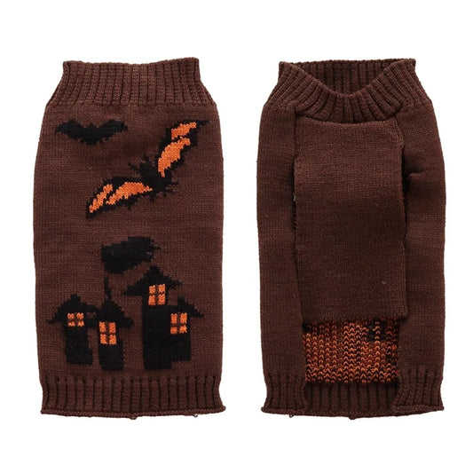 Halloween Dog Sweater Skull Pattern Costume Autumn Knitwear