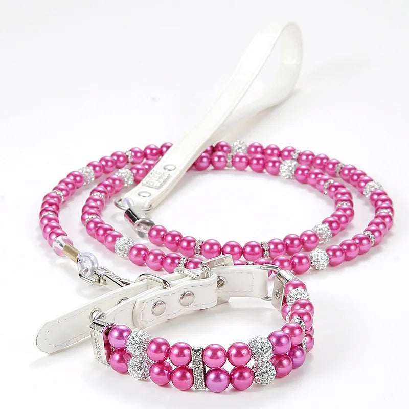 Pearl Cat Necklace Pet Collar Leash Jewelry For Small Dogs