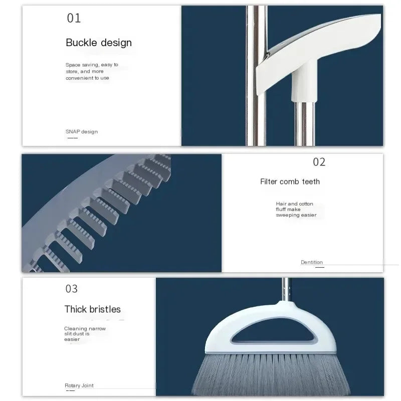 Plastic Broom And Dustpan Set Removable Home Floor Cleaner