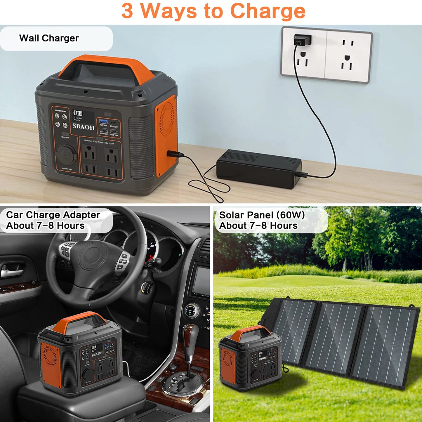 Portable Power Station 300W 296Wh Solar Generator Quick Charge 110V AC Outlets DC Ports LED Flashlight Lithium Battery CPAP Compatible