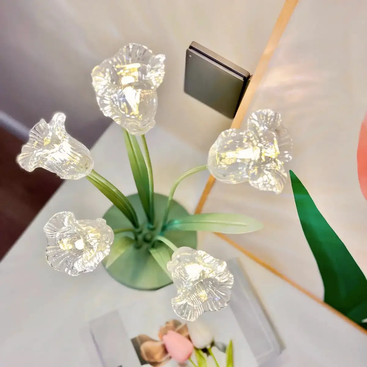 Bell Orchid Glass Table Lamp Led Night Light Decorative