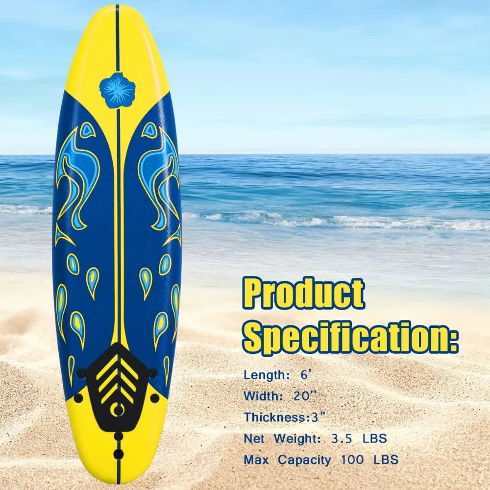 6 FT Stand Up Paddle Board with Removable Fins and Safety Leash for Teenagers Adults and Beginners Lightweight Non Slip Design
