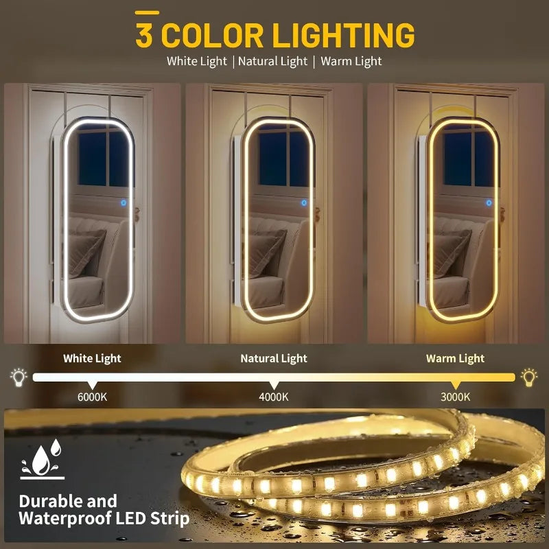 LED Mirror Jewelry Cabinet Wall Mount Armoire Lockable