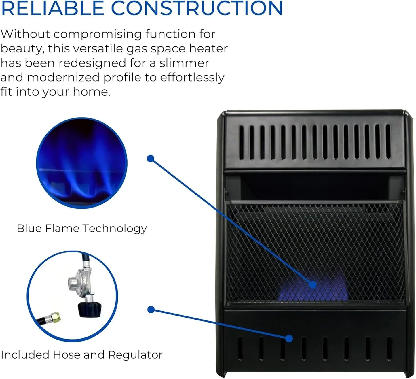 ML100TBAHR Ventless Propane Heater With Thermostat Black