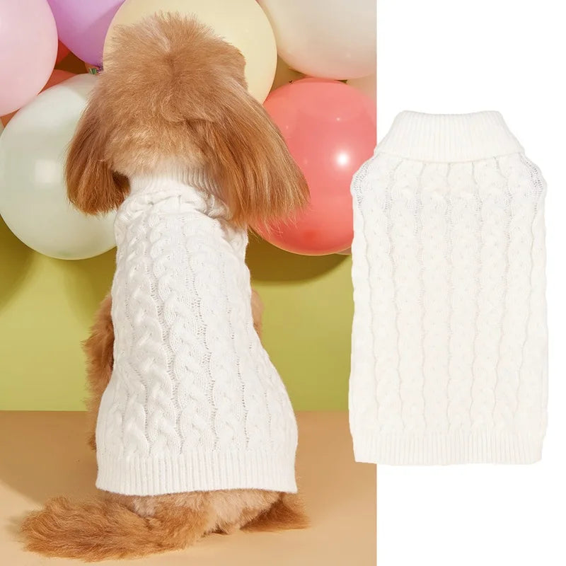 New Solid Color Knit Dog Sweater For Teddy Bichon Two Legs