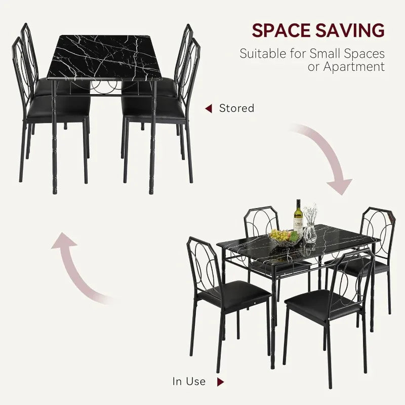 5 Piece Dining Table Set For 4 Dinette With Chairs Easy