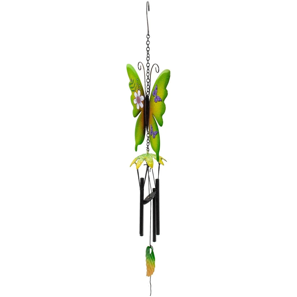 Metal Butterfly Outdoor Wind Chimes 4 Tube Decoration