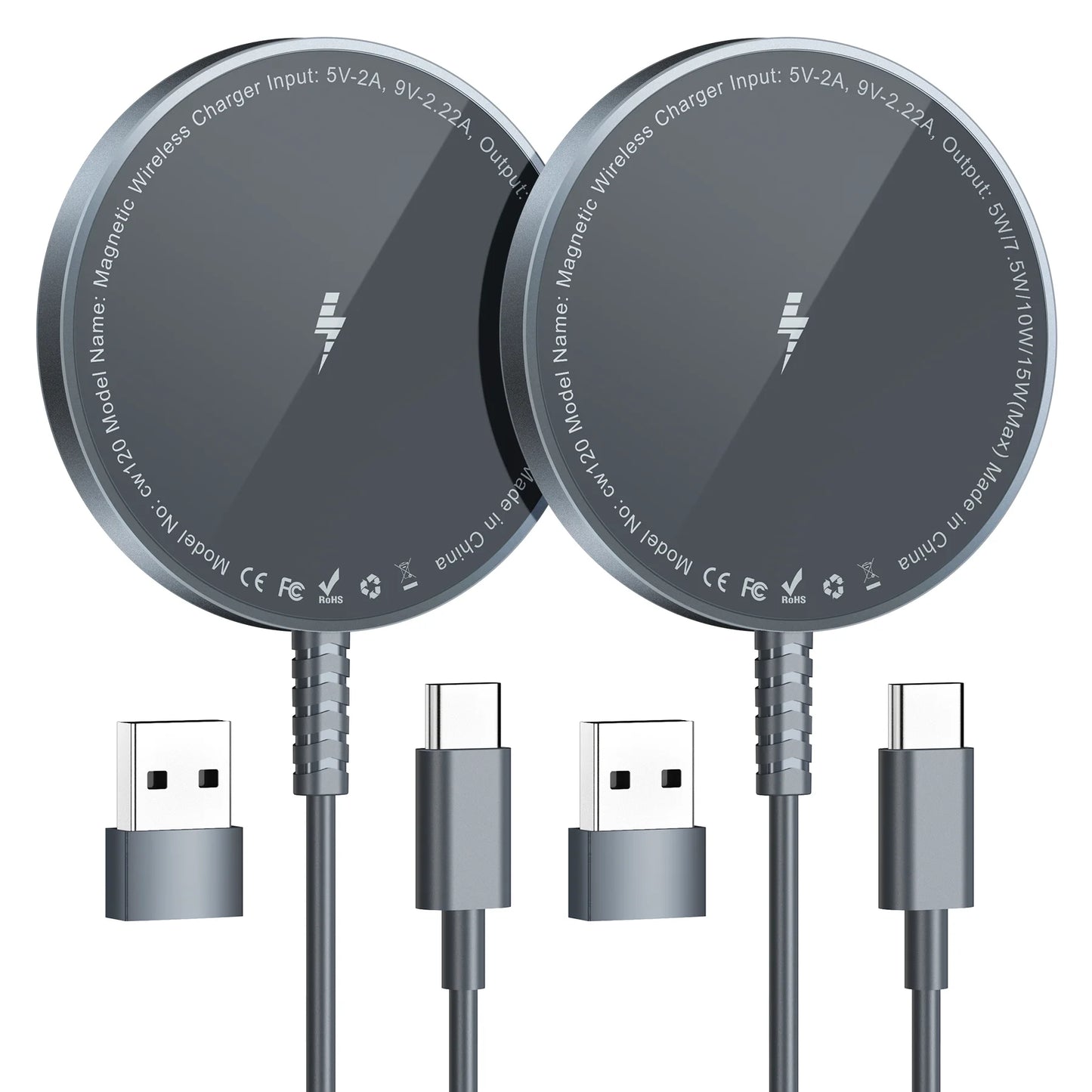 2 Pack Magnetic Wireless Charger 15W For iPhone 15 14 13 12