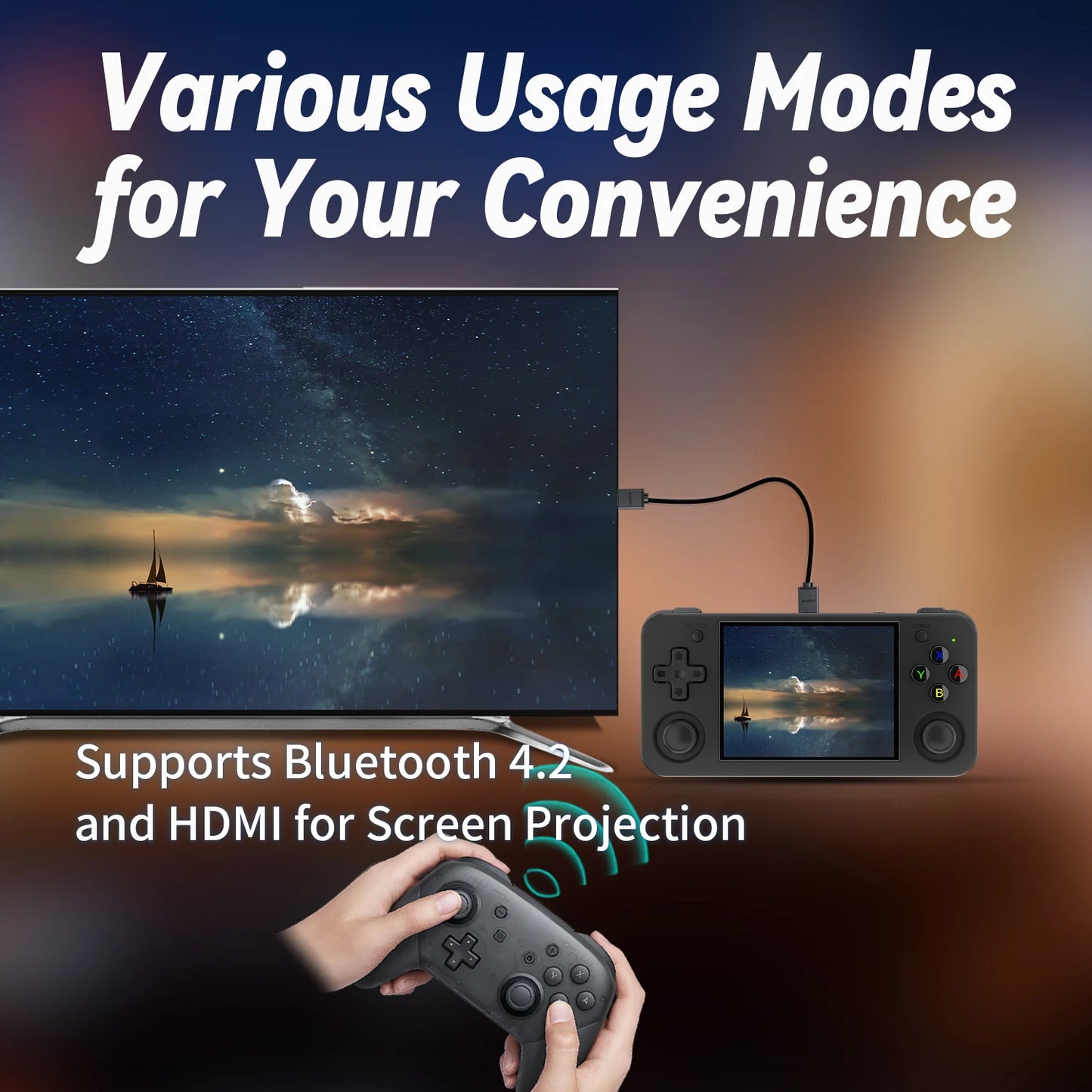 Anbernic RG35XX H Handheld Game Console 3.5 Inch IPS Retro Game Player 3300 mAh Battery Bluetooth Compatible 64GB Storage