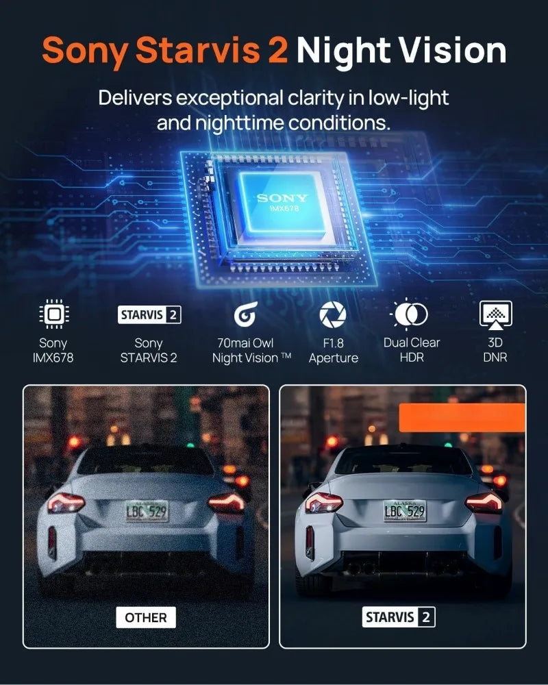A810 4K Dash Cam Front And Rear Starvis2 HDR Night Vision