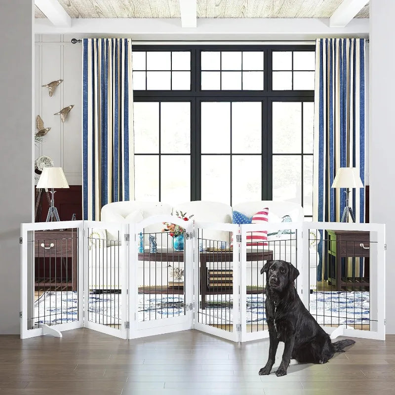 144 Inch Extra Wide Dog Gate With Walk Through Door