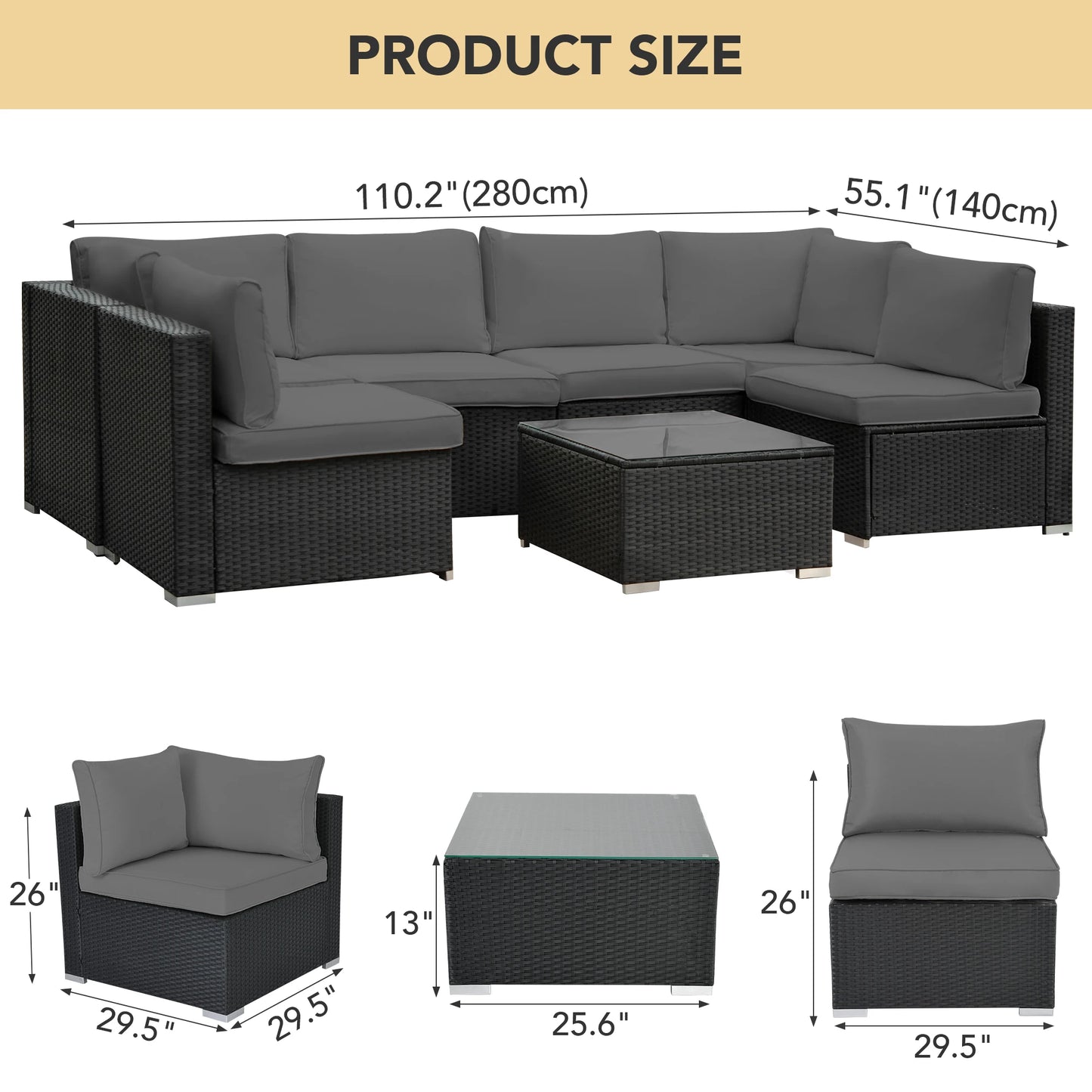 Outdoor Naga Bahna Patio Furniture 8 Piece PE Rattan Sofa