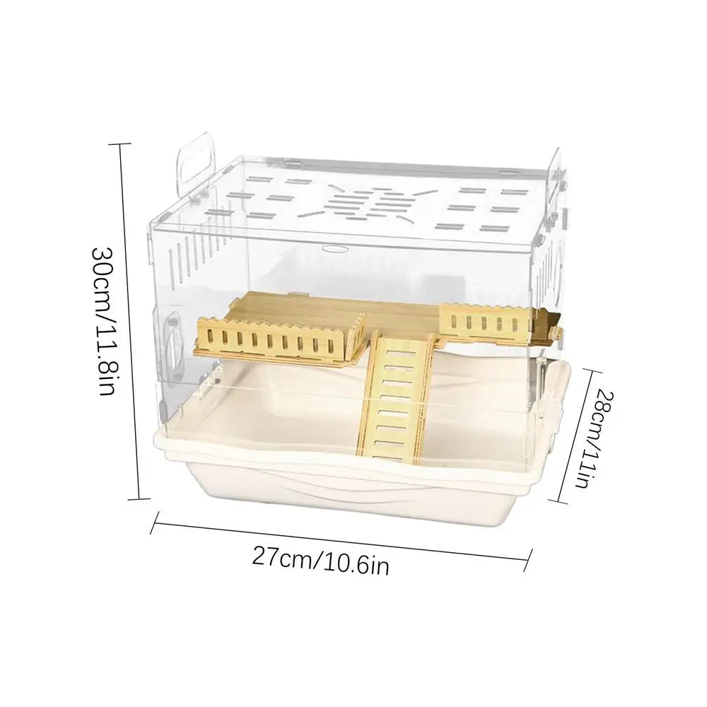 Acrylic Hamster Cage Wooden Small Animal 2 Layer House