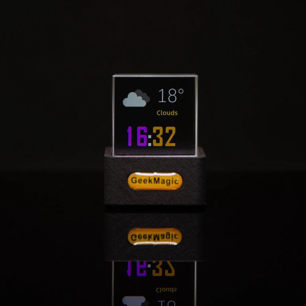 Crystal Cube Holographic Desktop Weather Station Clock GIF
