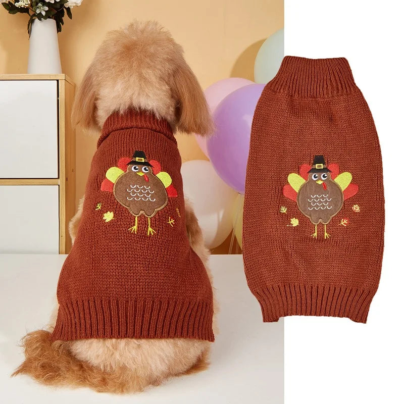 Halloween Dog Sweater Skull Pattern Costume Autumn Knitwear